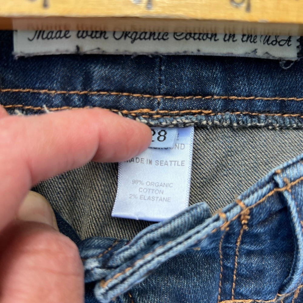 Y2K Prairie Underground Blue Organic Cotton Denim Cargo Jeans Size 28 Made USA - Picture 7 of 10